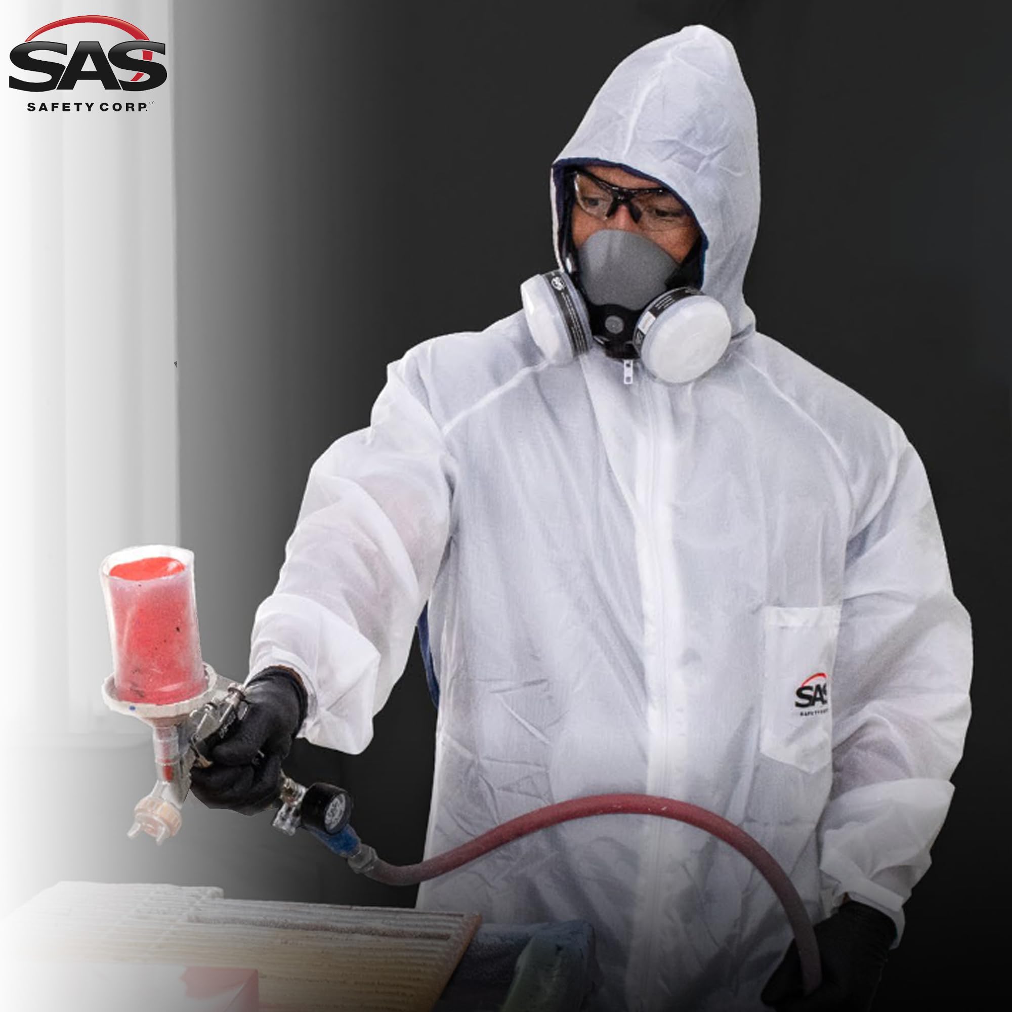 SAS Safety Corp Moonsuit Nylon and Cotton Coverall | Machine Washable Full Pullover with Hood Work Coveralls | Full Zipper Front, Elastic Waist with Pockets for Painting, Automotive, Factory (Medium) - Image 7